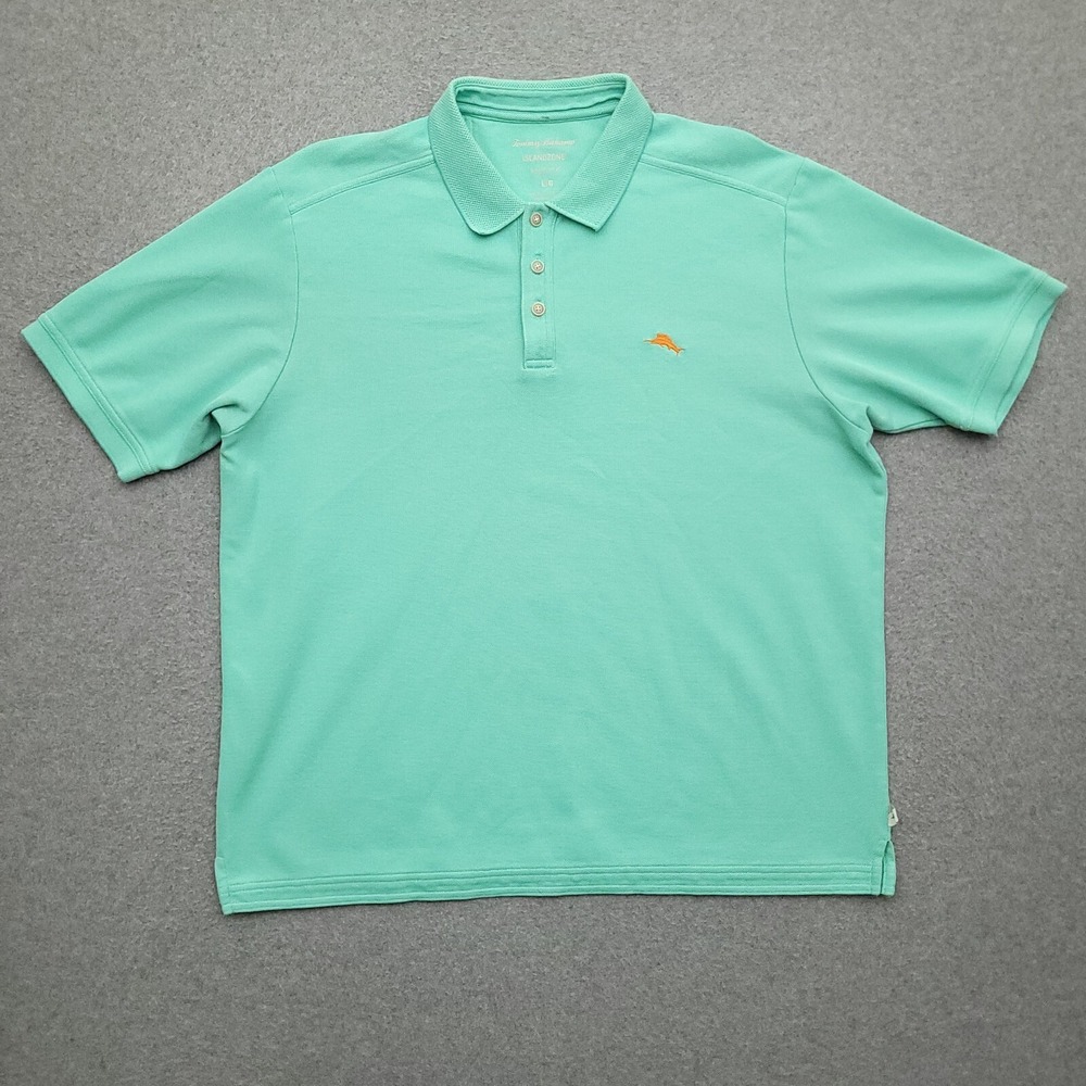 Tommy Bahama Islandzone Polo Shirt Mens Large Supima Cotton Golf Seafoam